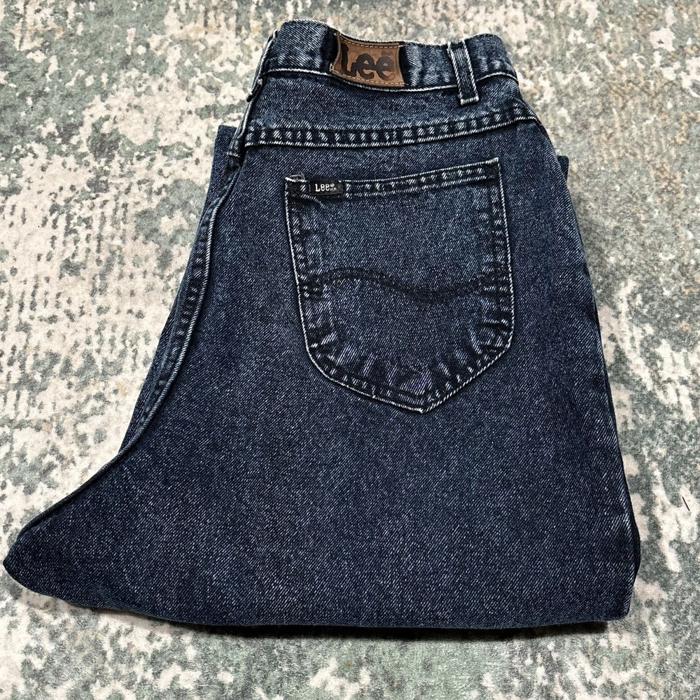 Vintage Lee Dark Acid Wash Jeans Ultra High Rise Pleated Mom 16L USA